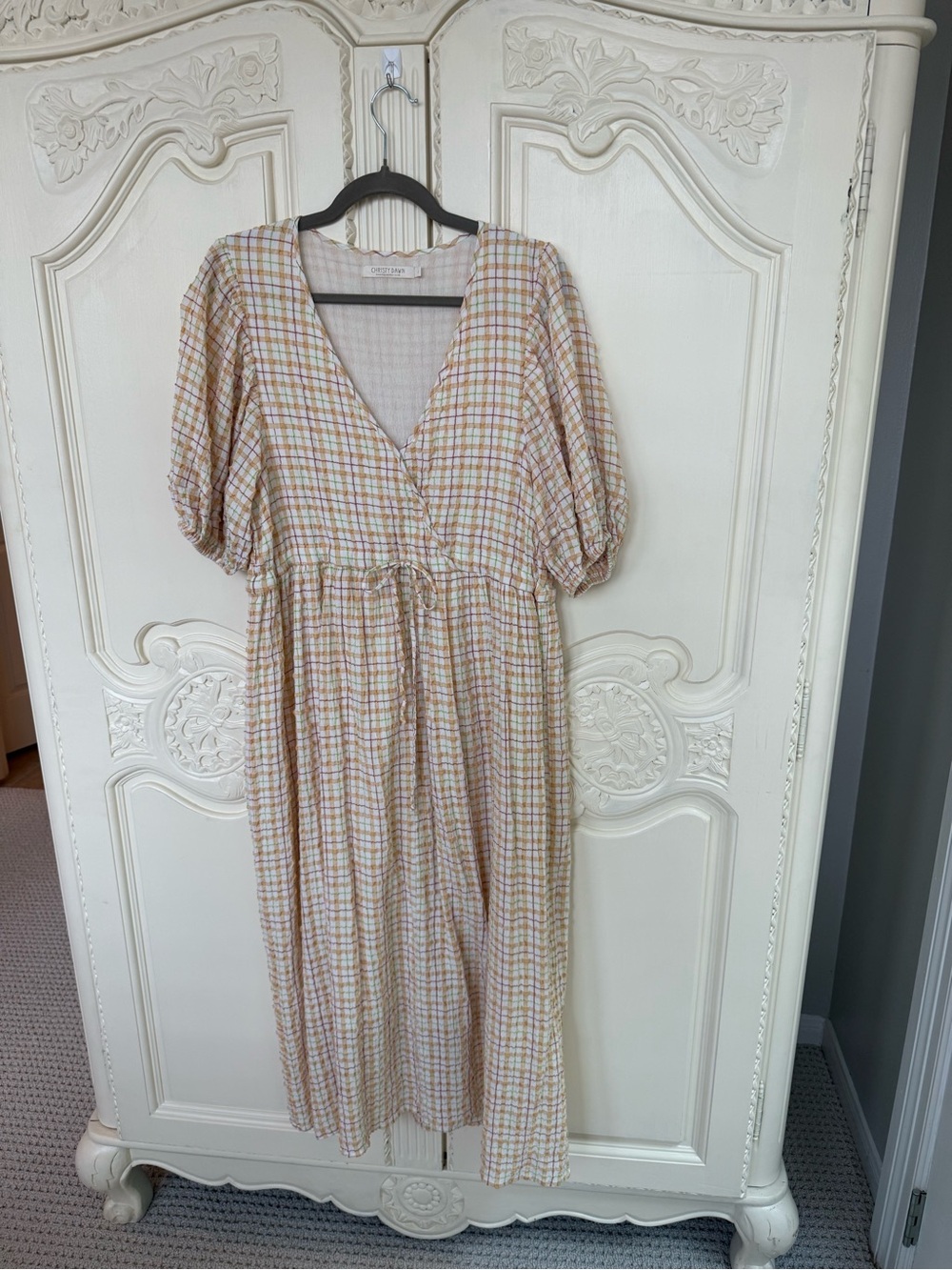 Christy Dawn Cream Plaid Maxi Dress - Picture 3 of 6